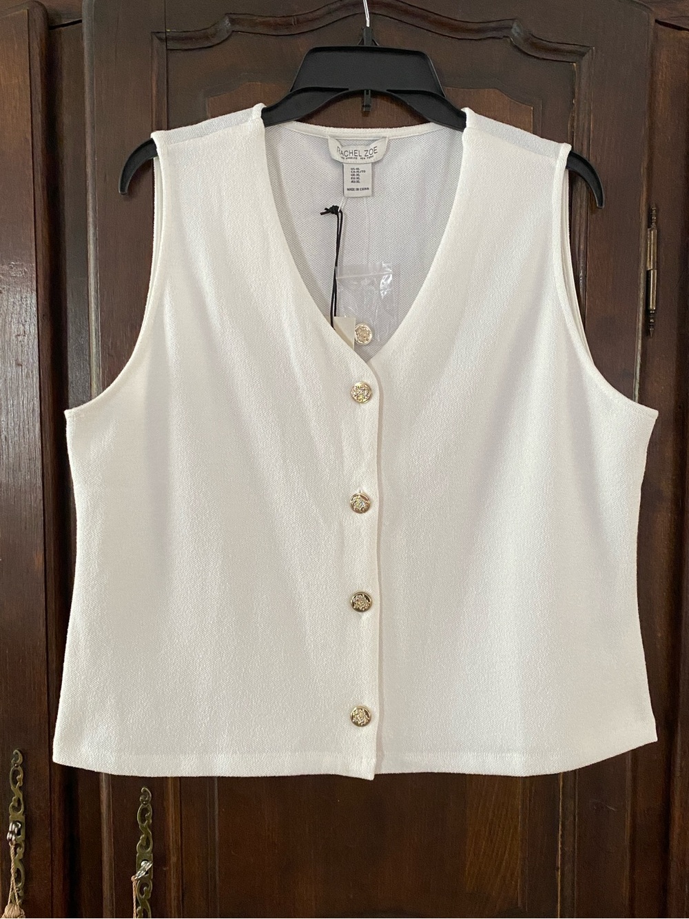 Rachel Zoe white/cream button front knit vest XL bust apx 21” NWT